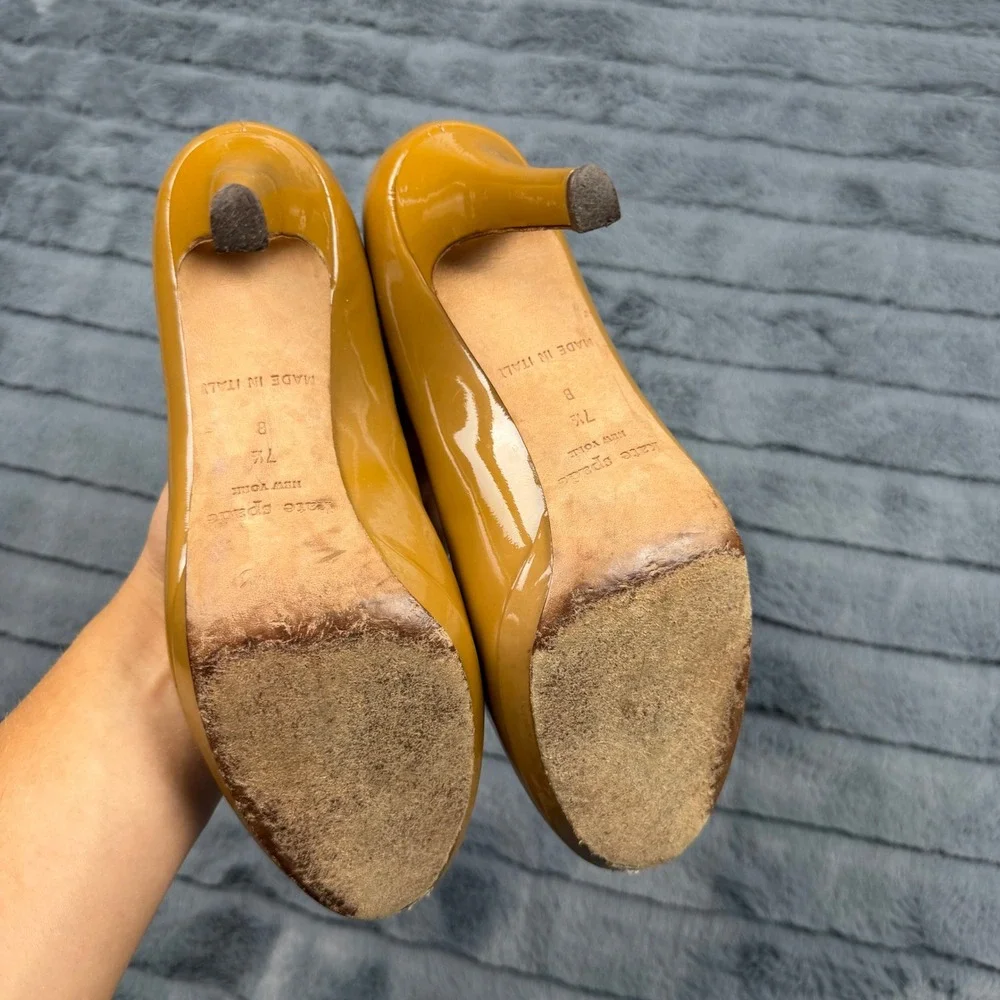 Kate Spade New York Mustard Yellow Patent Leather Platform Pumps Size 7.5 B